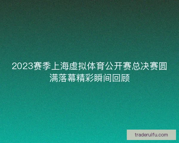 2023赛季上海虚拟体育公开赛总决赛圆满落幕精彩瞬间回顾